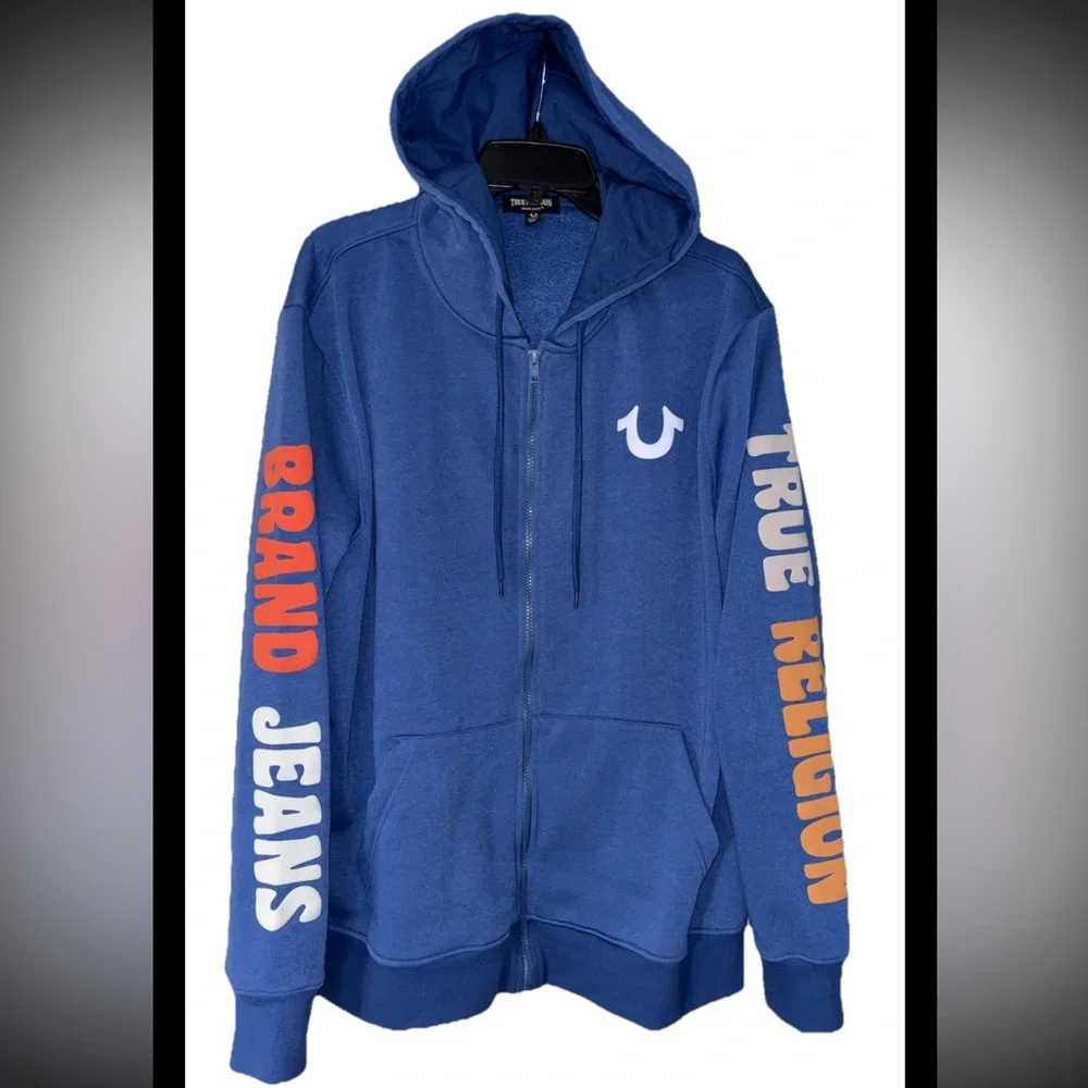 True Religion Men's Track Jacket Size XL Full Zip Hooded Great!